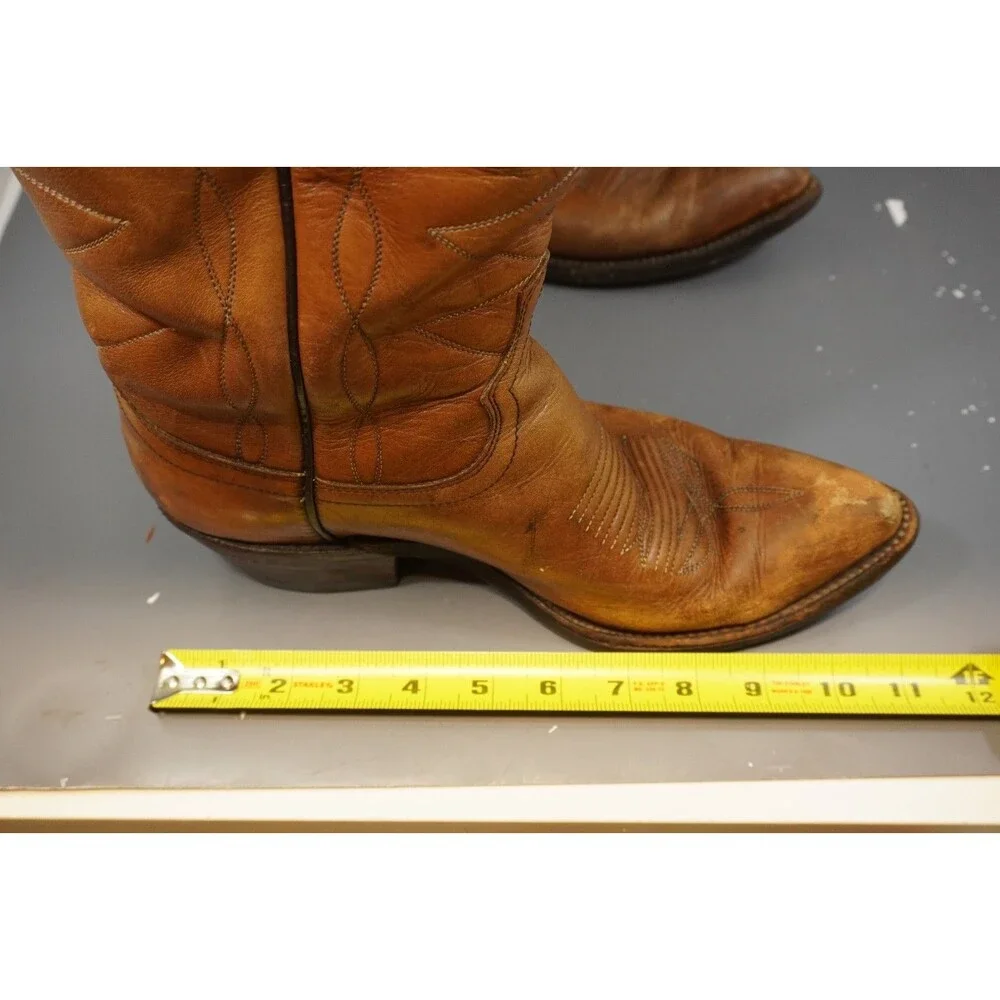 Vtg 60s Acme Honey Cognac Leather Cowboy Boots Mens 9 Avonite Hypalon Work